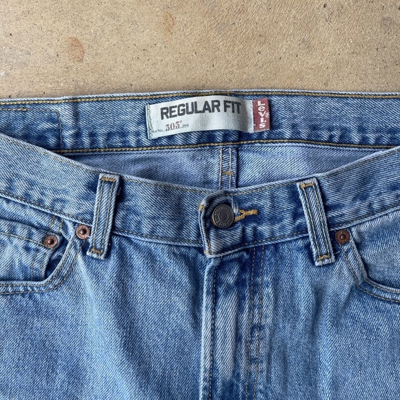 Levis 505 Regular Fit Mens Blue Jeans Size 34x29 - Picture 3 of 5